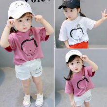 新款童装儿童短袖t恤套装 韩版男女童T恤宝宝短袖短裤两件套纯棉
