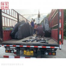 重庆布景景观石 黑山石切片石摆放 黑山石切片