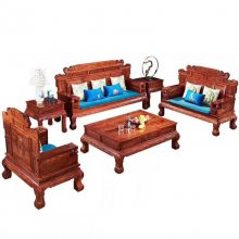 中山红木办公室家具工厂 小户型搭配红木沙发6件套好款式