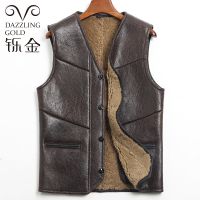 2018冬季进口皮毛一体V领马甲***衣男款加厚马夹坎肩羊羔毛背心