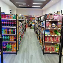 金龙恒晟四柱木纹转印货架 商场用五层金属展示架