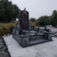 定制农村土葬墓碑中国黑双人公墓组合骨灰盒石碑花岗岩坟墓围坟石