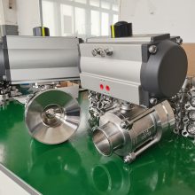 浙江兴沃不锈钢制药级气动三片式球阀 高平台罐底球阀