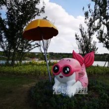 北海玻璃钢卡通海洋动物雕塑 动漫鱼宝宝公仔雕塑模型