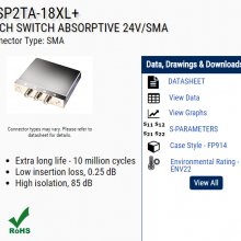 Mini-Circuits MSP4TA-18 1 to 4 Absorptive Switch DC-18GHz 24VDC 
