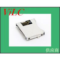 10P外焊-简易TF卡座/读卡器连接器-自弹式短体MICRO SD卡槽