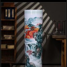 现代欧式简约轻奢陶瓷落地花瓶客厅高大号干花插花摆件蓝色