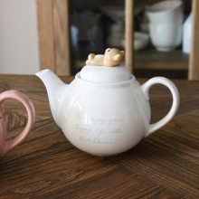 可爱维尼熊白色陶瓷拉花壶 欧式咖啡壶家用 卡哇伊咖啡器具定制