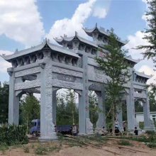 新农村村口石雕门楼 复古中式石牌坊 石雕大门路口标识建筑