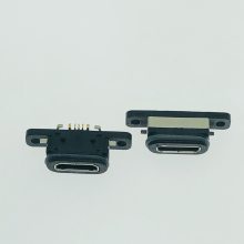 防水MICRO 5PIN全贴片母座 带双耳螺丝孔 四脚全贴板SMT 全塑防水IPX7