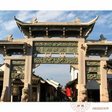 广场景区入口石牌坊 村庄人口白麻石雕牌楼 墓地门牌