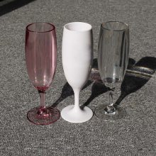 工厂直营6oz高脚塑料香槟杯PC透明红色塑料高脚杯杯身可定制LOGO