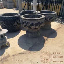 浮雕水缸 仿古圆缸 青石养鱼池