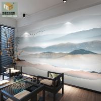 3d新中式山水墨大型无缝壁画客厅电视沙发卧室墙布背景壁纸影视墙