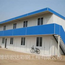 3.6米开间工地简易板房 山东防火岩棉板房材料 全套配齐找潍坊宏达