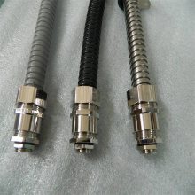 锌合金Φ20-M25金属防水蛇皮软管夹紧格兰头 铜镀镍接管式电缆接头