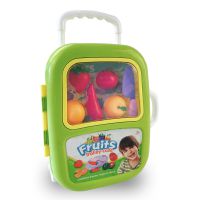 跨境货源儿童过家家玩具 早教仿真厨房水果蔬菜切切乐套装手提箱