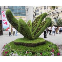 小牛老牛斗牛绿雕造型 仿真植物雕塑造型 厂家生产湖南绿雕