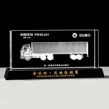 物流快递公司纪念品定制水晶汽车火车模型送客户的模型礼品制作