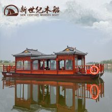 观光旅游船 电动画舫仿古木船 景区水库游览观光茶饮船