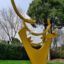 小区公园不锈钢水景雕塑 游玩拍照打卡雕塑图片