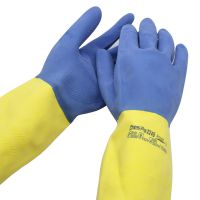 安思尔2245双色橡胶实验室化学品防护手套 耐酸碱家用劳保手套