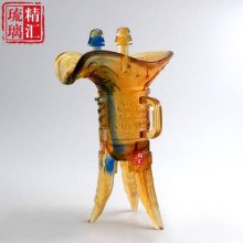 琉璃金樽摆件 仿古樽酒杯 琉璃爵摆件 广州琉璃艺术品定制，艺术奖杯定制 古法琉璃家居装饰工艺品