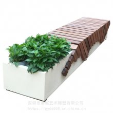 现代小区学校广场玻璃钢坐凳花盆组合休闲椅园林美陈雕塑