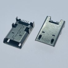 MICRO USB 5PIN加长型母座/L=11.38mm/四脚插板SMT斜口式前插后贴