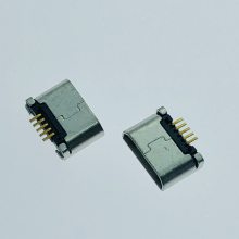 MICRO USB 5P母座 无固定脚 全贴片SMT 贴板直边 带凸包