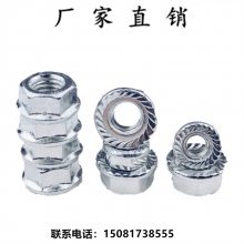领富现货碳钢六角法兰螺母防滑法兰母镀锌锁紧螺母 自带垫螺母