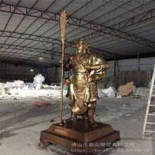 玻璃钢关公雕塑 仿铜关二爷武财神站关公提刀雕像 铸铜关公供奉摆件 联尖雕塑