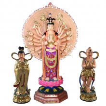 浙江观音菩萨佛像厂家 手工彩绘观音大士观自在 极彩观音坐莲花佛像
