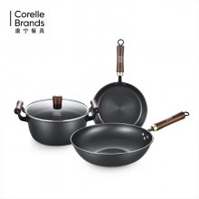 康宁CB-JSG02-SL/KZ 零涂层铁锅三件套 炒锅煎锅汤锅套装