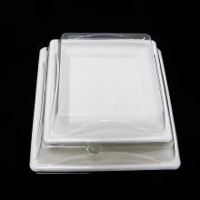 甘蔗浆餐具 可降解餐盘，透明盖子，展示盒