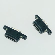 防水MICRO 5PIN全贴片母座 带双耳螺丝孔 四脚全贴板SMT 全塑防水IPX7