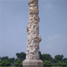 大理石石雕盘龙柱 户外罗马柱石雕 大型城市文化图腾柱