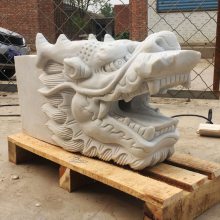 石雕龙头汉白玉生肖喷水喷泉景观园林欧式墙壁挂件园林流水摆件