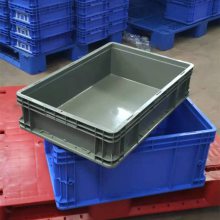 供应EU6412灰色欧标箱 塑料汽车业周转箱 收纳集装物流盒 带盖子