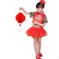 儿童中国结演出服装新年开门红秧歌舞喜庆春节灯笼服元旦表演服装
