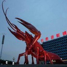 大型玻璃钢仿真虾钱塘江大龙虾雕塑海鲜店门口美食街模型摆件定做