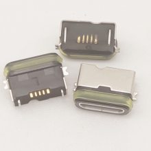 MICRO 5P B型防水座 两脚贴片式SMT半包外壳 带胶圈