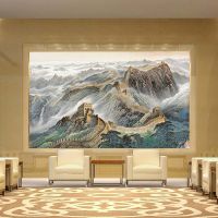客厅瓷砖背景墙中式山水锦绣中华陶瓷壁画轻薄***酒店会所批发