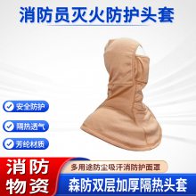 雙層加厚隔熱面罩森林消防員滅火防護頭套個人防塵護頭裝備
