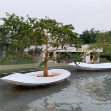 肇庆学院玻璃钢花坛雕塑 景观玻璃钢树池雕塑