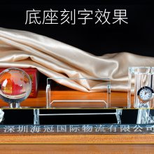 湖南水晶办公摆件 水晶二件套 上海开业纪念品