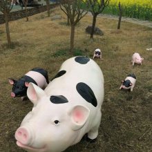 花园庭院装饰树脂仿真动物玻璃钢小猪母猪小花猪雕塑摆件