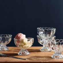 定制冰淇淋花朵杯雪糕杯沙拉碗慕斯甜点奶昔杯玻璃高脚甜品杯定制