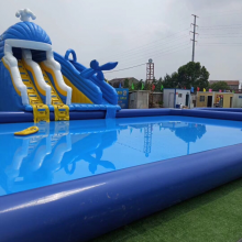 夏季***充气水池 支架游泳池滑梯组合水上乐园 娱乐充气水池水乐园