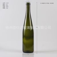 供应750ml绿色香槟瓶 墨绿色红酒瓶葡萄酒玻璃瓶 玻璃香槟瓶